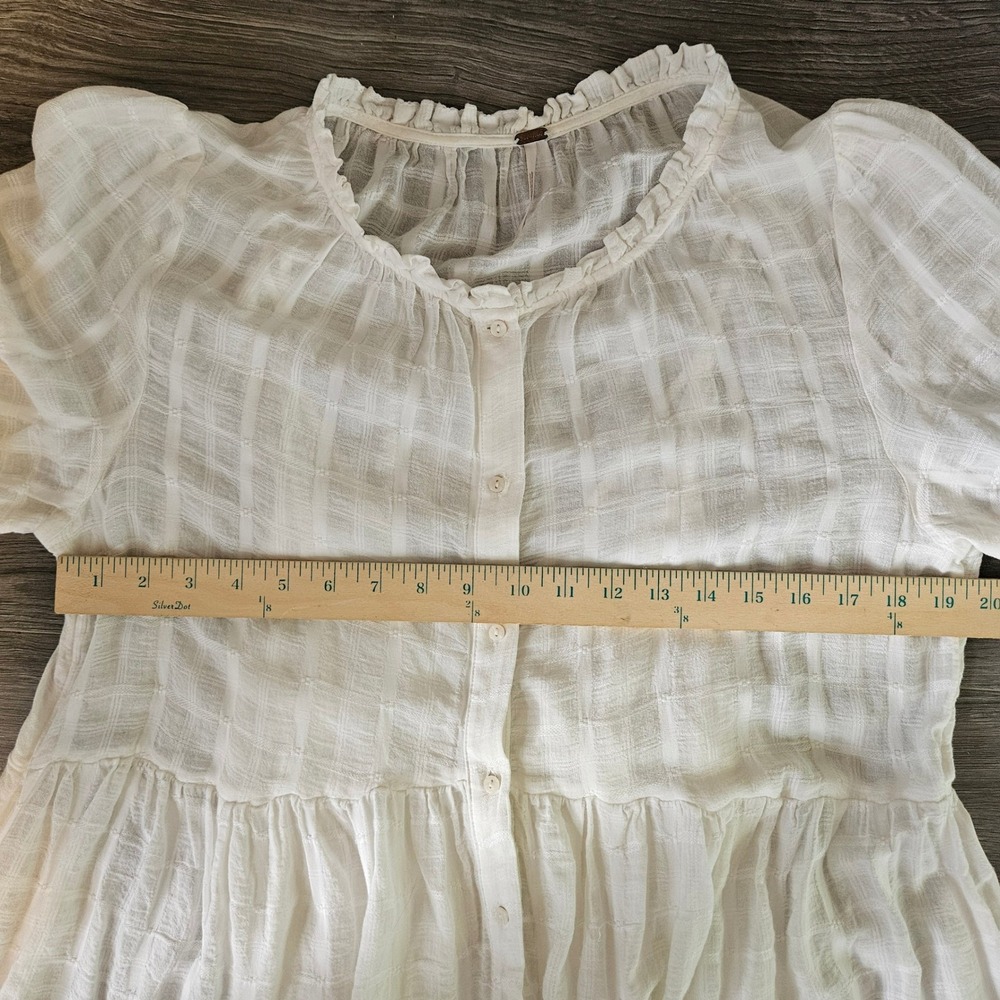 Free People Edie Dress Button Front Tiered Maxi Dress Ivory Size M Boho Cottage - Picture 4 of 16